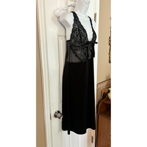 Yeni Inci Homewear Black Lace Sheer Lingerie Nightgown Size Large - Picture 2 of 12
